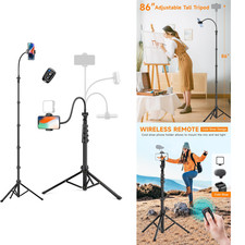 Phone Tripod, 86" Tall Tripod for iPhone with Flexible Gooseneck Remote