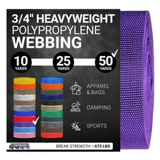 Strapworks Heavyweight Purple Polypropylene Webbing 3/4" 50 Yards Outdoor