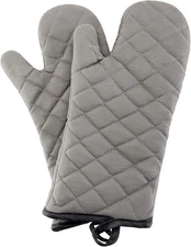 1 Pair Heat-Resistant Oven Mitts, Quilted 13" Kitchen Gloves Grey