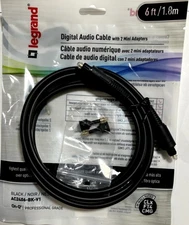 Audio Cable with 2 Mini Adapters AC2406-BK-V1 -Legrand- 6 ft. Black Digital NEW