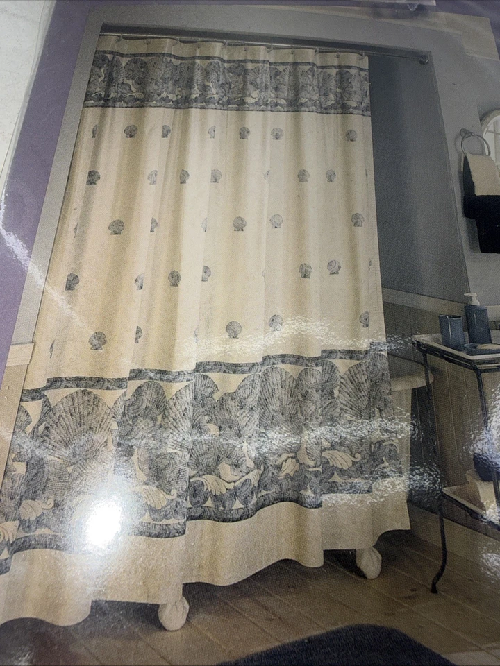 Cortina de ducha de vinilo Jubilee "Magestic Shells" 70" X 72" Nuevo en paquete Tonos de azul Foto 4 de 4
