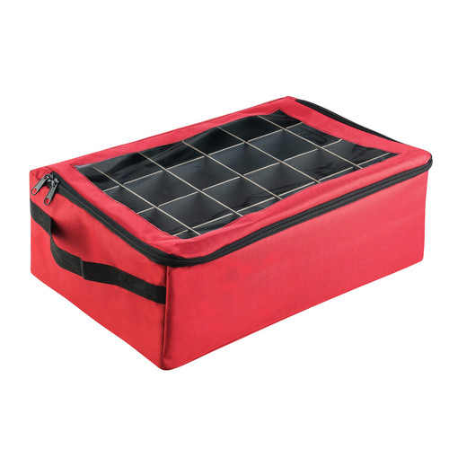 Ornament Storage Box - Zippered Lid Organizer with 48 Individual Compartments...