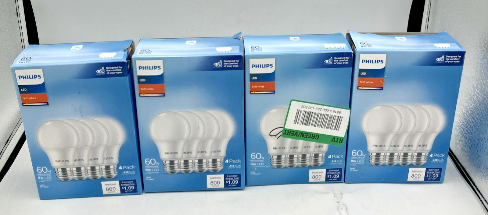 PHILIPS LED 60W A19 4-Pack Basic Soft White (2700K) 800 Lumen Light Bulbs, 16 Pk