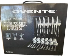 Ovente 24-pc Stainless Steel Flatware Cutlery Set, Model FL20241CH, New in box
