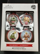 Hallmark The Grinch 4pc Mini Round Half Sphere Christmas Tree Ornaments NIB