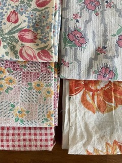 Lot of 5 Vintage Feedsacks with Issues Cotton Fabric