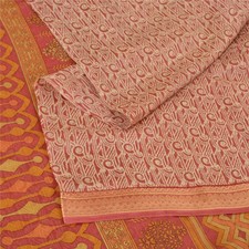 Sanskriti Vintage Sarees Red Quilting Felting Craft Fabric Pure Silk Print Sari