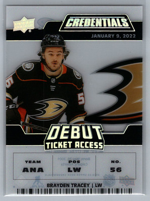 2022-23 Credentials - Debut Ticket Access  Acetate Brayden Tracey #164 /249 RC