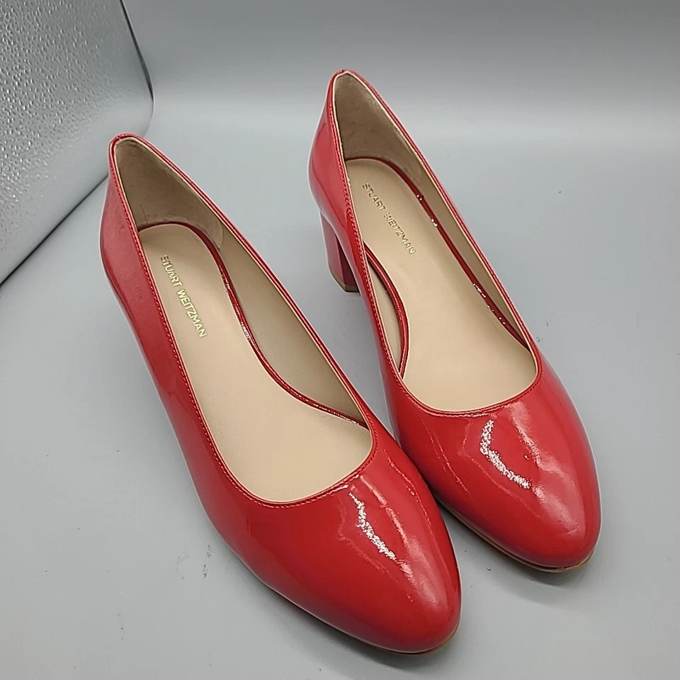 Stuart Weitzman Bridget 50 Block Patent Leather Pumps Low Heel Women's Sz 8 New - Image 3 of 4
