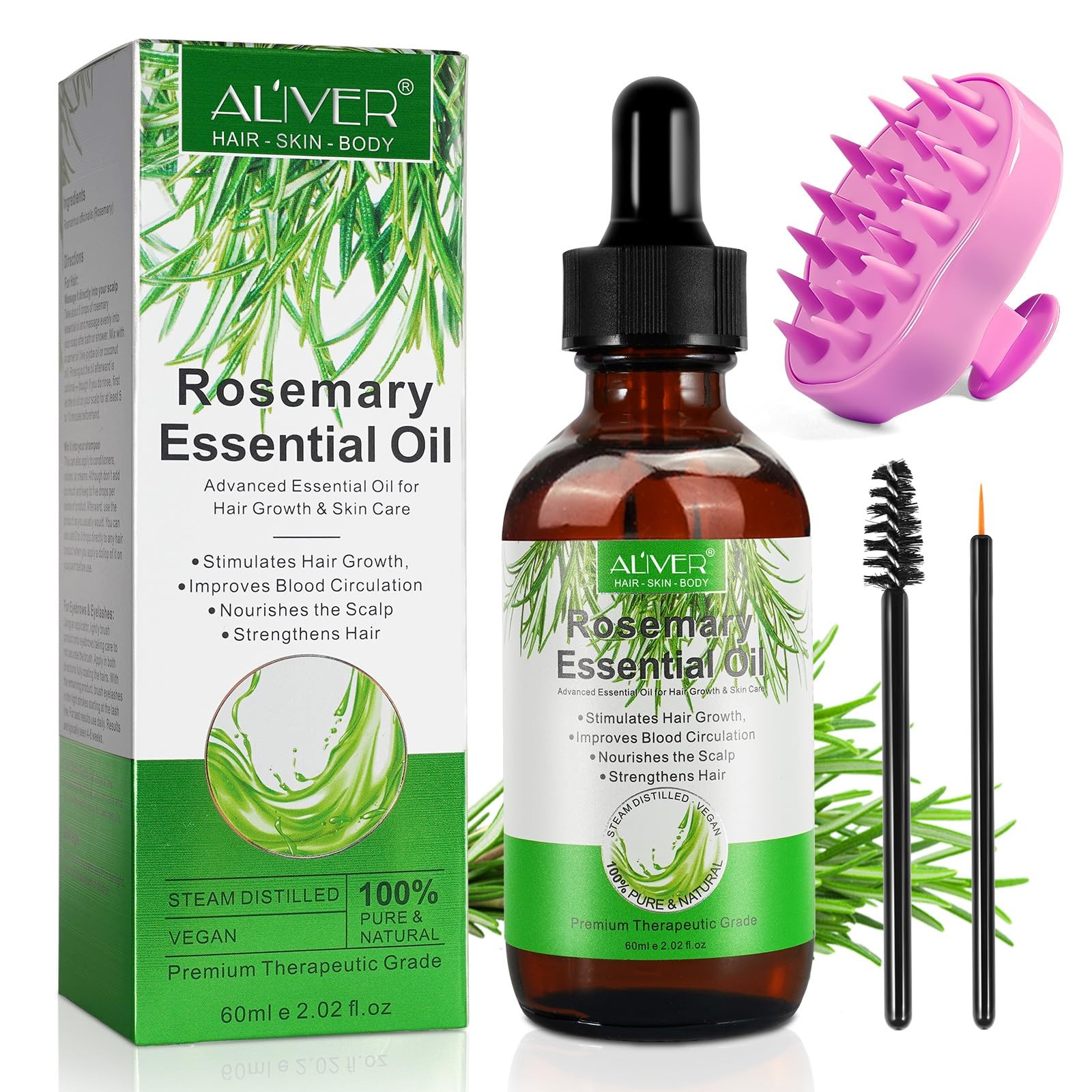 Olio di rosmarino per la crescita dei capelli 60ML  Premium naturale per la
