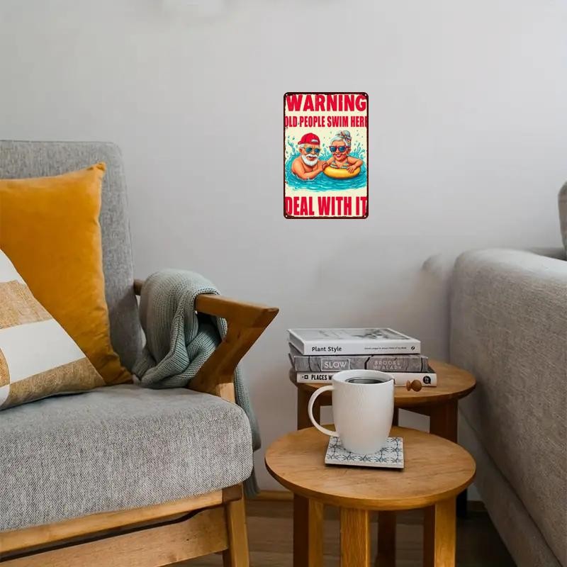 Warning Old People Swim Here Deal Tin Metal Signs Home Décor 8x12 - Image 3