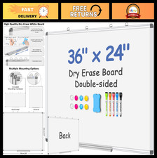 Magnetic Dry Erase Board 36"x24" Double Sided Whiteboard Kit for Office Home Sch