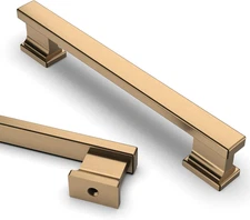 6 Pack 5 Inch(128Mm) Hole Centers Champagne Bronze Kitchen Cabinet Handles, Brus