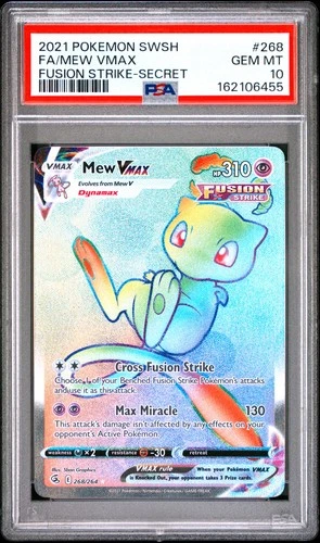 2021 POKEMON SWORD & SHIELD FUSION STRIKE SECRET #268 FULL ART/MEW VMAX PSA 10
