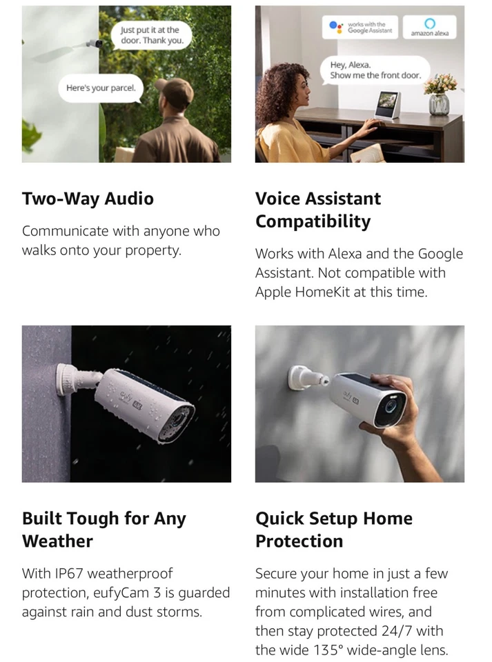 eufy Security eufyCam 3 Add-on 4K Camera Outdoor Wireless,Face Recognition AI - Image 2 of 4