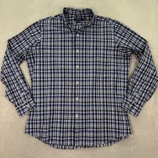 Polo Ralph Lauren Mens XL Button Down Shirt Classic Fit Blue Plaid Stretch Pony