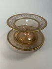 Vintage Cambridge Etched Pink Depression Glass Mayonnaise Bowl & Underplate USA