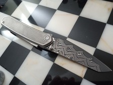 Civivi Vision Fg Titanium Original Goat scales 3.54" Reverse Tanto Damascus