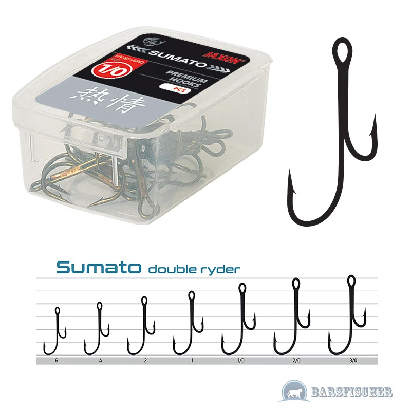 20 x JAXON SUMATO DOUBLE RYDER HOOK RYDER - DOPPELHAKEN ZANDERHAKEN ANGELHAKEN