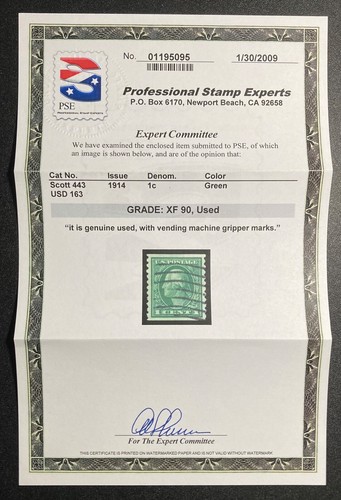#443 Used PSE Graded 90, PSE Cert. # 01195095, Has Vending Machine Gripper Marks - Picture 2 of 3