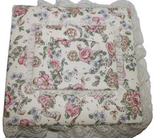Vintage Handmade Fabric Lace Padded Photo Album, Scrap Book or Recipe Book