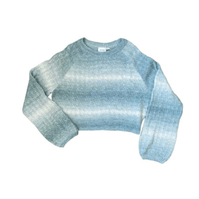 VILA Cropped Cable Knit Sweater Vizeline O-Neck Crop Knit SZ S NWT