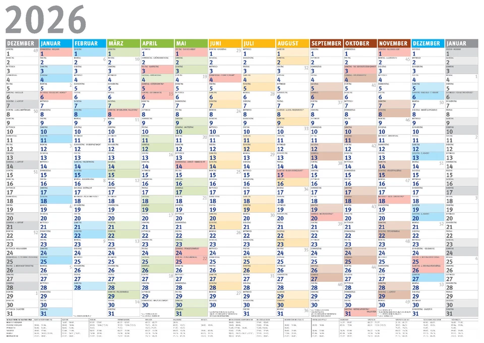 2026 Wandkalender DIN A1,A2,A3,A4 Plakatkalender Jahresplaner GEFALTET Planer - Bild 4 von 4