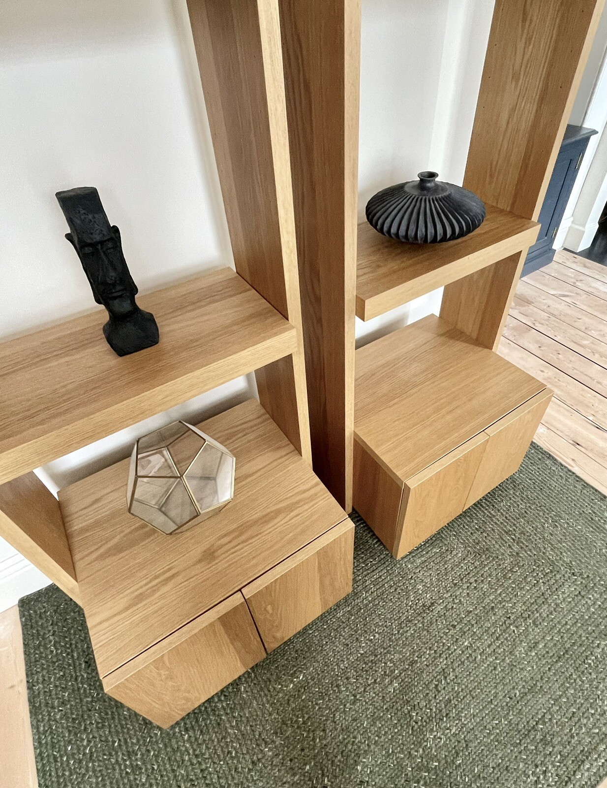 NARROW BOOKCASE UNITS Pair Vintage Habitat Solid Oak & Veneers Alcove Storage eBay