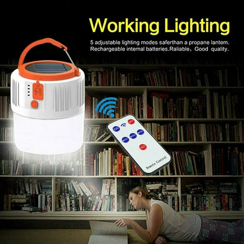 300W Solarleuchte Outdoor Camping Lampe Aufladbar Laterne Akku Zelt Licht USB - Bild 18 von 19