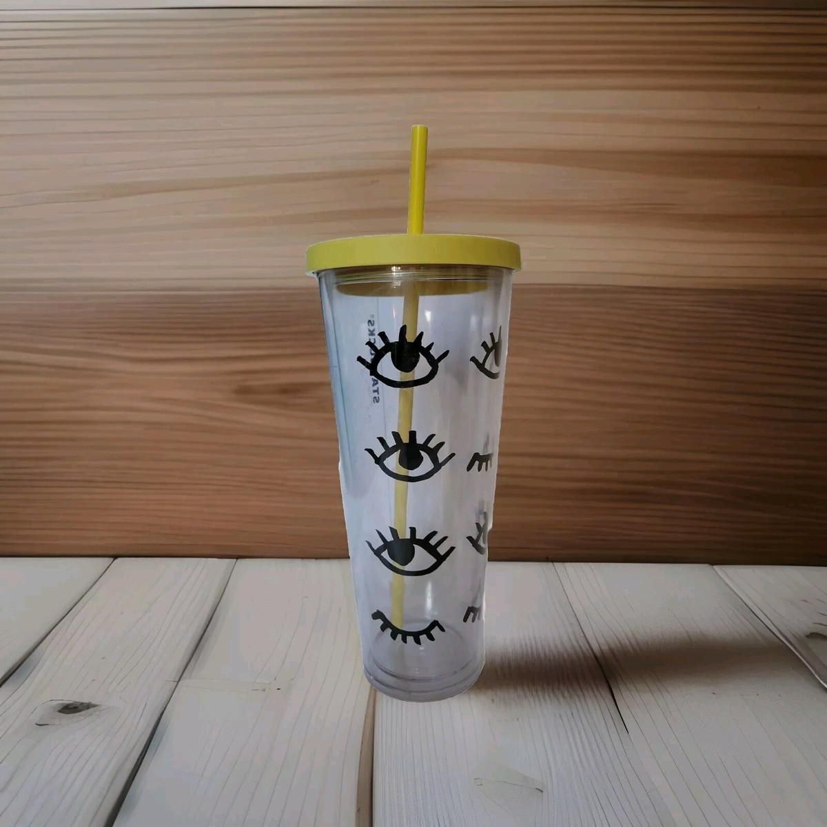 2017 Starbucks 24 Oz. Acrylic Venti Cold Cup Tumbler Clear Eyes Winking &  Straw | eBay