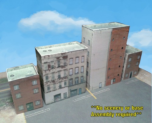 Z Scale Buildings - Downtown apartments with shops Cardstock kit set CZ017 - Picture 6 of 9