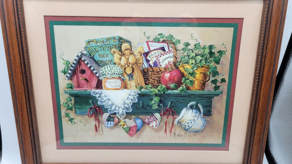 DE COLECCIÓN BARBARA MOCK Interior Hogar Enmarcado Hiedra Y Ángel Estampado 16x13 REGALO PARA ELLA Foto 2 de 3