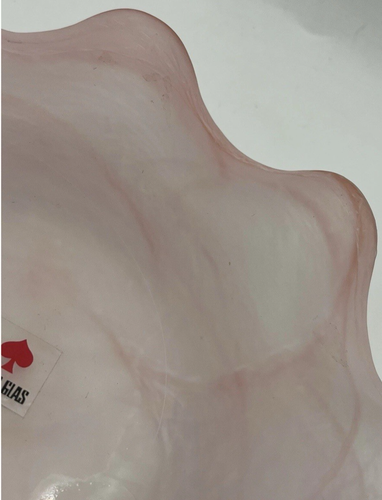 Vintage Herner Glas Bowl / Trinket Dish Pink Swirl Art Glass Ruffled, 6” Germany - Picture 8 of 12
