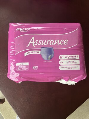 LOT OF 4 Equate Assurance Women Underwear S/M 20 count packs, Light Lavender