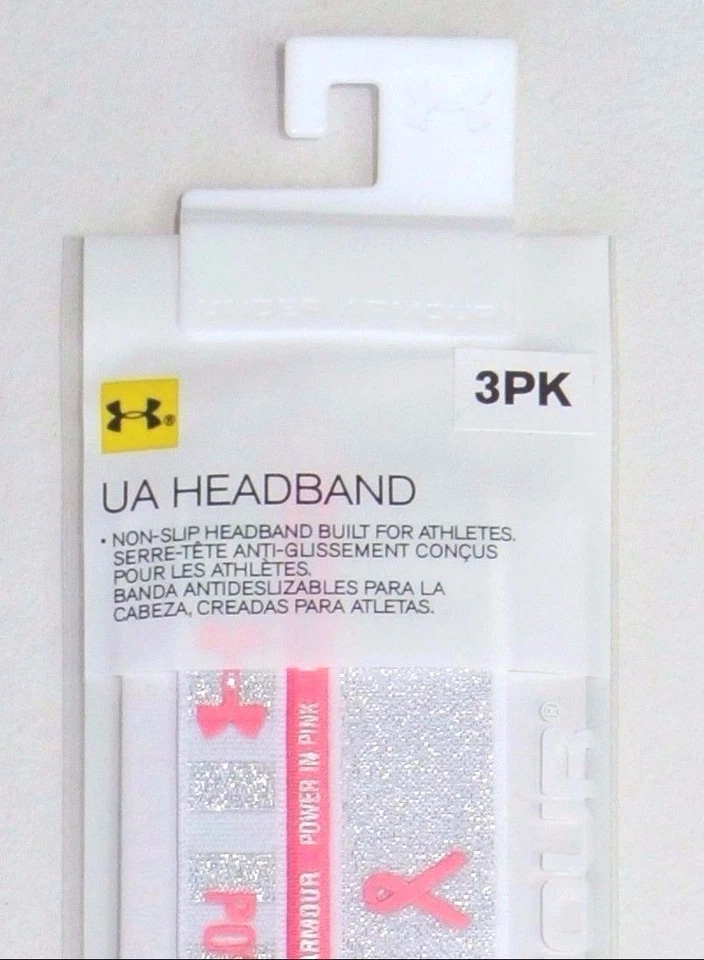 Paquete de 3 diademas Under Armour rosa potencia antideslizantes talla única UA lurex nuevas Foto 4 de 4