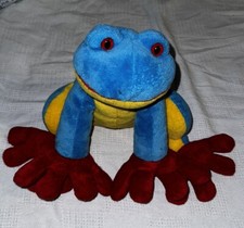 Toys R Us Tree Frog Plush Blue 2011 Bright Colorful Stuffed Animal 14 Inch