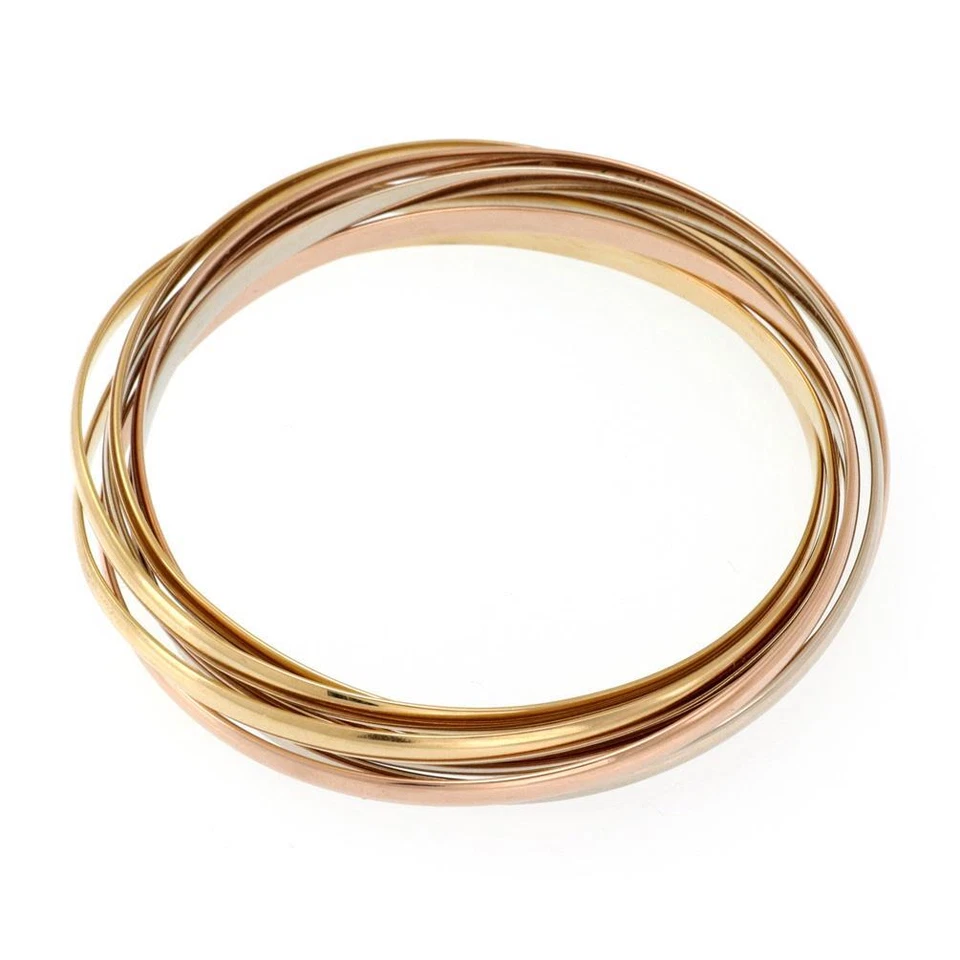 Raro Cartier Trinity Oro 18k Tricolor 3.5mm 7 Brazaletes Entrelazados con Papel Foto 2 de 4