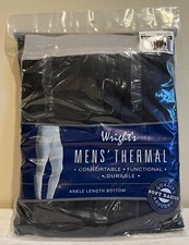 Wright's Men's Thermal Bottoms BLACK Sz XXL 2X Ankle Length Cotton Blend NIP