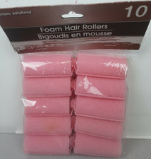 Basic Solutions Ladies 10 Pink Foam Hair Rollers - New