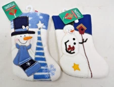 2 NWT Holiday Traditions 7" Mini Santa Themed Christmas Stockings -M-