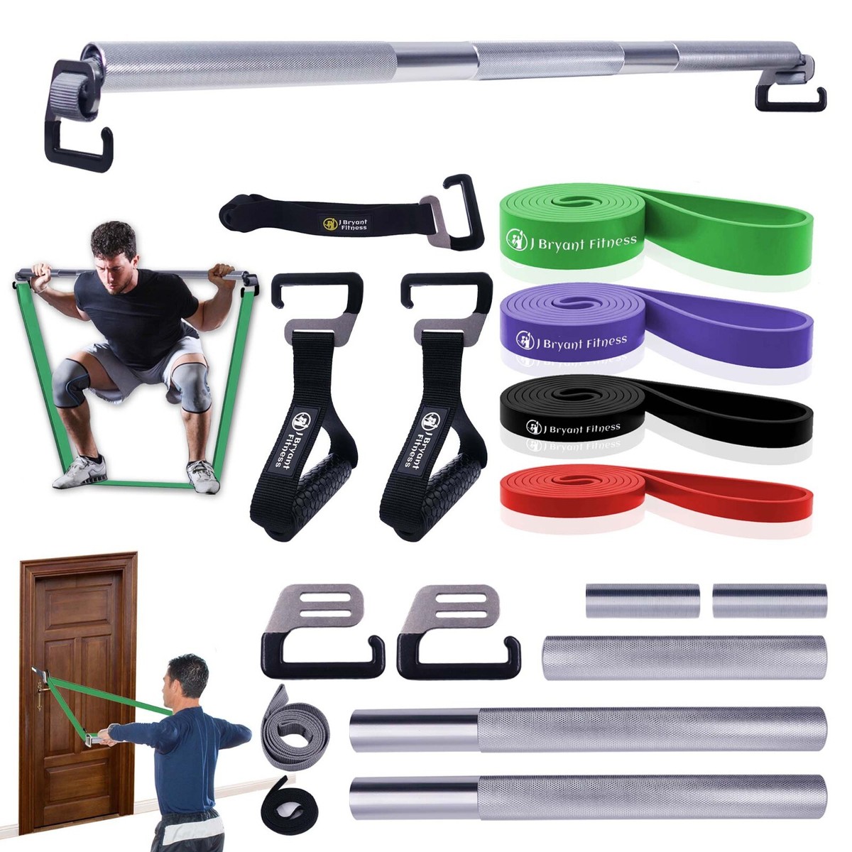 96cm Long Resistance Band Exercise Bar e-type Hook Home Squat