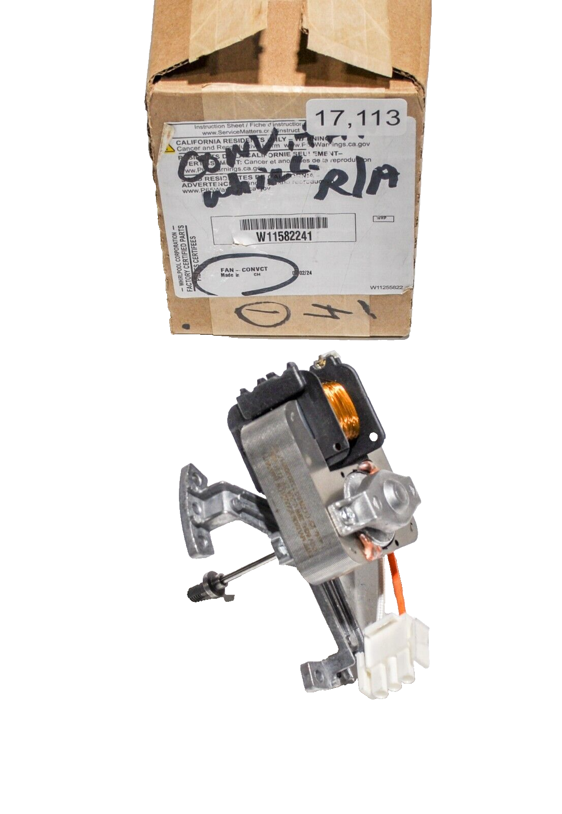 Whirlpool Range Oven Stove Convection Fan Motor W11582241 W11403617 Replacement-image