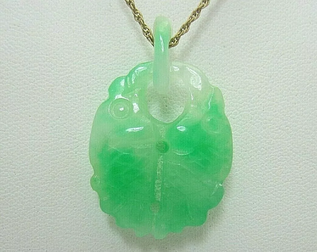 GIA Certified Jadeite Jade Pendant Fish Pisces Green Integral Bail