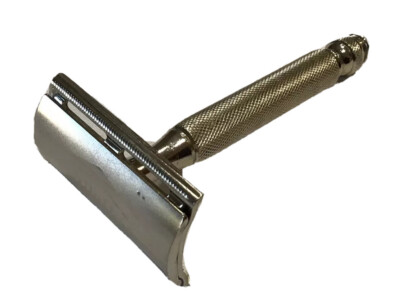 Vintage 1950s Gillette Safety Razor E1 Embossed Plate Ball End Read