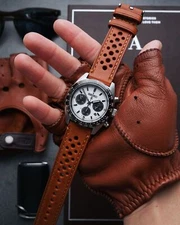 Quick Release Perforated Genuine Leather Watch Band 18 20 22 24mm Soft Strap