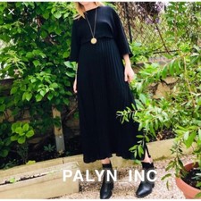 LAST size M NWT ZARA BLACK LONG PLATED DRESS Elastic Waist 2275/687