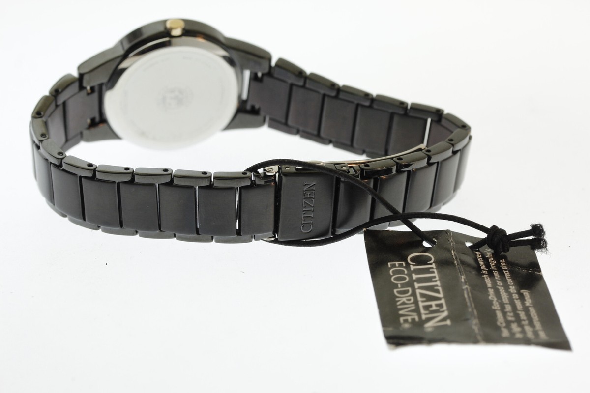 CITIZEN ブラック Lady 時計 Citizen Bianca Womens Watch with Black Dial and Black Leather