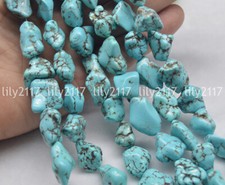 Real Natural Blue Turquoise 15x20MM Nugget Gemstone Loose Beads Strand 15" AA