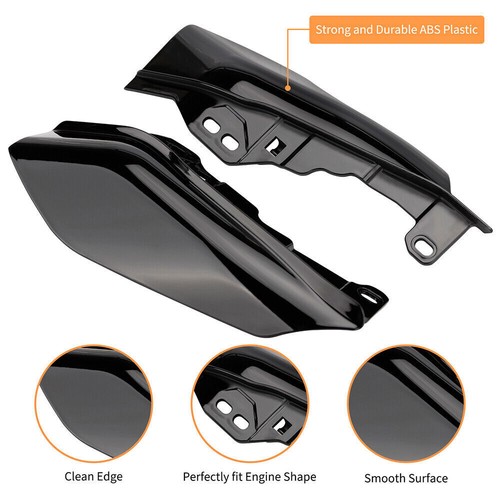 Mid-Frame Air Deflector Cover Black 2X For Harley Touring Road Street Glide 17+ - Foto 5 di 10
