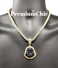 ICED Buddha Pendant  Rope or Tennis Chain Necklace Hip Hop Plated CZ Jewelry